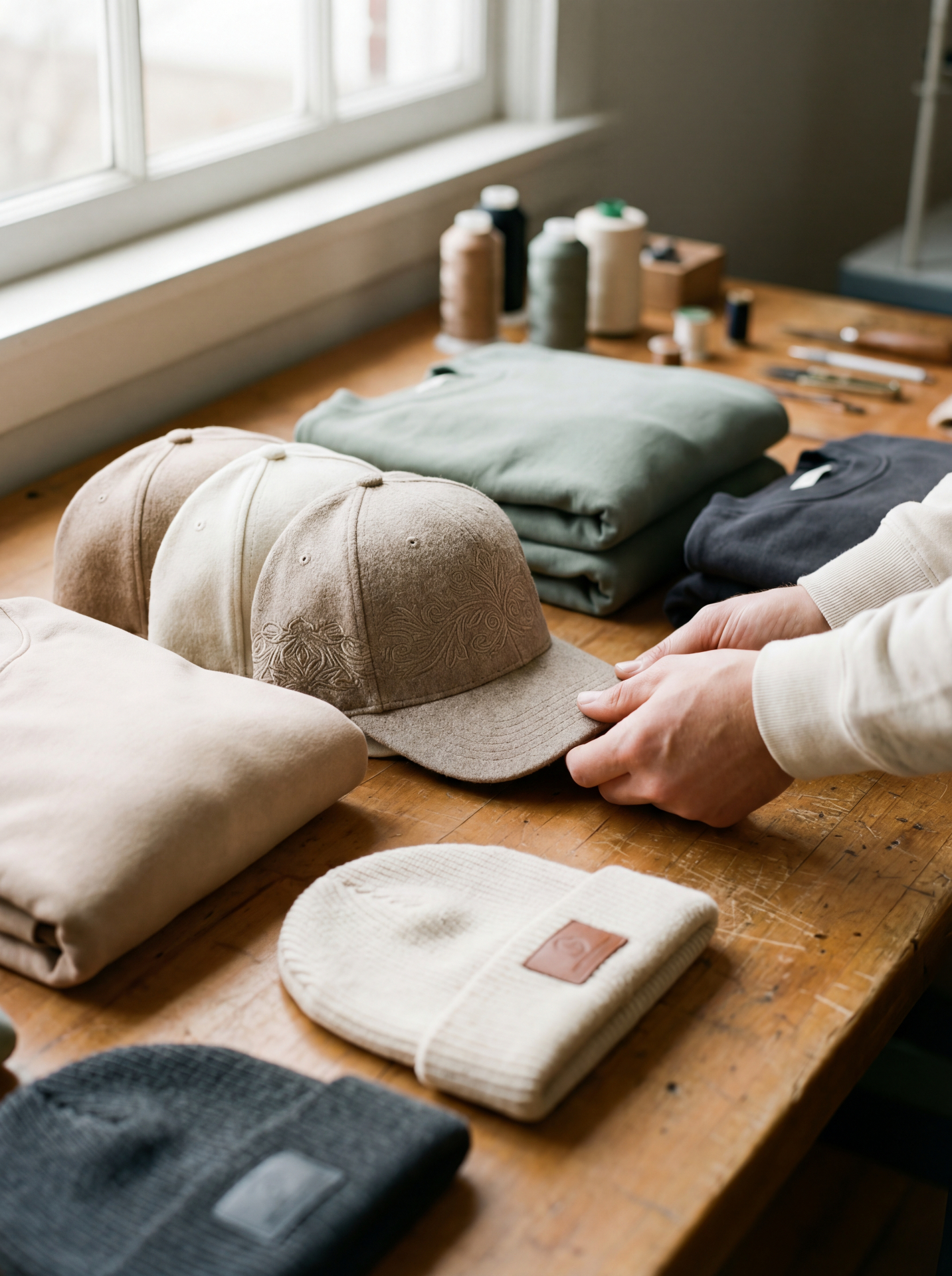 Werkstatt – Caps und Patches in Handarbeit